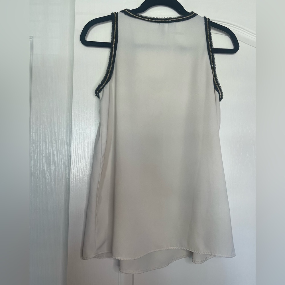 MANGO White Good Chain Embellished Tank Blouse Medium - Picture 2 of 7